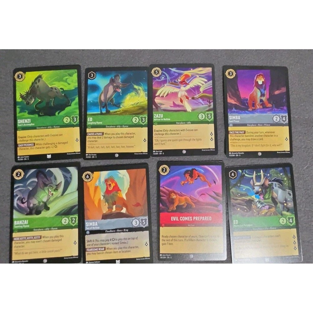 Disney Lorcana Shimmering Skies 8 Card Lion King (Lot 1)